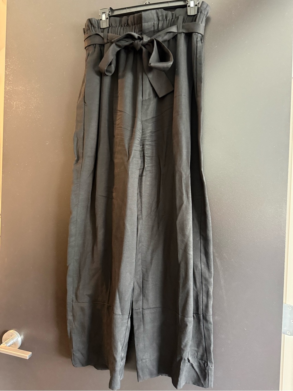 J. Crew Black Wide-Leg Paperbag Waist Tie Pants